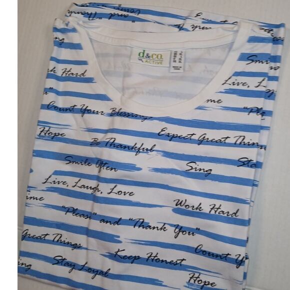 D & Co. Active New Women's Inspirational Quotes Sleeveless Top - Blue/White - L - Picture 3 of 4